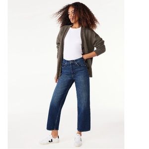 Free Assembly Women’s Super High Crop Wide Straight Jeans, Size 12